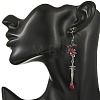 Alloy Rhinestone & Glass Teardrop Dangle Earrings EJEW-JE07513-2