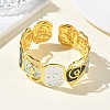 Hammered Brass Enamel Cuff Bangles for Women BJEW-A173-03G-1