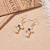 Natural Shell & Amethyst Braided Cross Dangle Earrings EJEW-JE04954-01-3