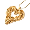 304 Stainless Steel Round Snake Chain Textured Heart Pendant Necklaces for Women NJEW-S001-01-2