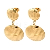 Textured Half Round Ion Plating(IP) 304 Stainless Steel Stud Earrings for Women EJEW-L287-015G-1