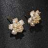 Brass Cubic Zirconia Stud Earrings for Women EJEW-F418-11G-4