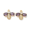 Brass Micro Pave Cubic Zirconia Bee Charms KK-A281-23G-03-1