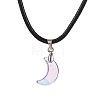 Glass Crescent Moon Pendant Necklaces NJEW-JN04579-05-1