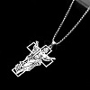 Vintage Stainless Steel Cross Pendant Necklace for Men MW5712-2-1