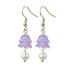 Flower Transparent Spray Painted Glass Dangle Earrings EJEW-JE05742-4