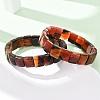 Dyed & Heated Natural Banded Agate Faceted Beaded Stretch Bracelets for Women BJEW-K251-08F-2