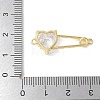 Brass Cubic Zirconia Heart Safety Pin Connector Charms KK-Q031-45G-4