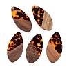 Transparent Resin and Walnut Wood Pendants RESI-T057-05D-1