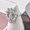 Flower 304 Stainless Steel Open Cuff Ring for Women RJEW-M049-04P-5