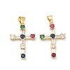Brass Micro Pave Cubic Zirconia Pendants KK-P350-25G-01-1