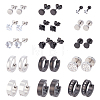 28Pcs 9 Style Clear Cubic Zirciona Diamond & Flat Round Stud Earrings & Ear False Plugs & Hoop Earrings EJEW-AN0003-46-1