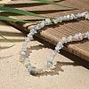 Natural Morganite Chip Beaded Necklaces for Men Women NJEW-G159-01E-2