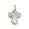 Brass Micro Pave Clear Cubic Zirconia Pendants KK-B099-01P-T-1