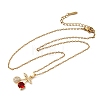 Brass Pave Clear and Red Cubic Zirconia Cherry Pendant 304 Stainless Steel Cable Chain Necklaces for Women NJEW-H092-05G-4