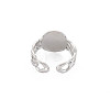 304 Stainless Steel Flat Round with Heart Open Cuff Ring for Women RJEW-S405-230P-2