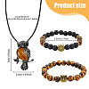 Alloy Owl Pendant Necklace & Beaded Stretch Bracelets SJEW-FI0001-06-2
