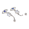 Evil Eye Drop Belly Button Rings for Women AJEW-C010-01P-4