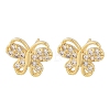 Brass Micro Pave Clear Cubic Zirconia Stud Earrings EJEW-F400-02C-G-2