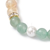 Natural Green Aventurine & Citrine & Shell Pearl Round Beads Stretch Bracelets for Women BJEW-JB12229-01-4
