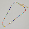 Bohemian Glass Seed Beads & Imitation Pearl Beaded Necklaces for Women JZ7390-2-2