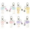 Cat Shape Flocky Opaque Resin & Opaque Acrylic Bowknot & Alloy Heart Charms Pendant Decorations HJEW-YW00343-01-2