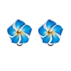 Handmade Polymer Clay Plumeria Stud Earrings EJEW-JE06438-5