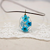 Alloy Wire Wrapped Oval Glass Inner Dried Flower Pendant Waxed Cord Necklaces for Women FS-WG6B63C-07-1
