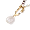 Natural Baroque Keshi Pearl Nuggets Pendant Dyed Natural Malaysia Jade Faceted Rondelle Beaded Necklaces for Women NJEW-JN06019-6