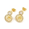 Brass Micro Pave Cubic Zirconia Stud Earring Findings CU-CBAA5EE-02G-1
