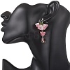 Flower with Butterfly Glass & Acrylic Dangle Stud Earrings EJEW-TA00788-5