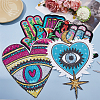 6Pcs 6 Style Hamsa Hand/Heart with Evil Eye Computerized Embroidery Cloth Iron on Sequins Patches DIY-HY0001-50-3