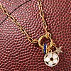 Sports 304 Stainless Steel Crystal & Capri Blue Enamel Star Ball Pendant Necklaces for Women NJEW-A072-01B-G-1