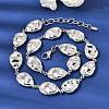 316L Surgical Stainless Steel Textured Flat Teardrop Link Chain Necklaces NJEW-D297-03P-1