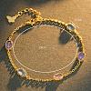 925 Sterling Silver Pave Oval Colorful Cubic Zirconia Link Bracelets for Couples Casual Fashion Jewelry RG9206-1-2