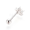 Anti-Tarnish Rhodium Plated 925 Sterling Silver Barbell Cartilage Earrings STER-I018-03P-2