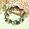 Natural & Synthetic Mixed Gemstone Chips Braided Bead Bracelet with Nylon Threads BJEW-TA00344-4
