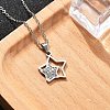 304 Stainless Steel Crystal Rhinestone Double Star Pendant Cable Chain Necklaces NJEW-Z056-02B-P-3