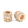 Column Brass Micro Pave Clear Cubic Zirconia European Beads KK-C142-09LG-2