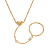304 Stainless Steel Bowknot Hand Chain Ring Bracelets for Women OJ9238-4