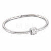 Stainless Steel Bangle with Crystal Rhinestone Column Screw Shackle for Women BJEW-N017-026P-1