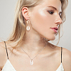 Nnatural Shell Dangle Stud Earrings & Pendant Necklace SJEW-AN0001-11-4