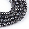 Half Plated Glass Beads Strands EGLA-Q062-6mm-C04-1