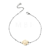 3Pcs 3 Styles Ocean Dyed Synthetic Turquoise Turtle Starfish & Round Natural White Shell Anklets AJEW-AN00803-4