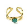 Ion Plating(IP) Round Natural Amazonite Finger Rings RJEW-H233-01G-02-3