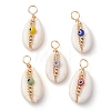 Natural Cowrie Shell Pendants PALLOY-JF02662-01-1