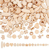 180Pcs 18 Styles Natural Wooden Beads WOOD-PH0002-38-1