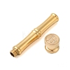 Golden Tone Brass Wax Seal Stamp Head with Bamboo Stick Shaped Handle STAM-K001-05G-B-2