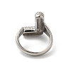 Letter Brass Micro Pave Clear Cubic Zirconia Open Cuff Ring for Women RJEW-N046-03L-P-3