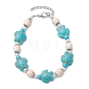 Synthetic Turquoise & Plastic Pearl Beads Link Bracelets for Women BJEW-JB11278-01-2